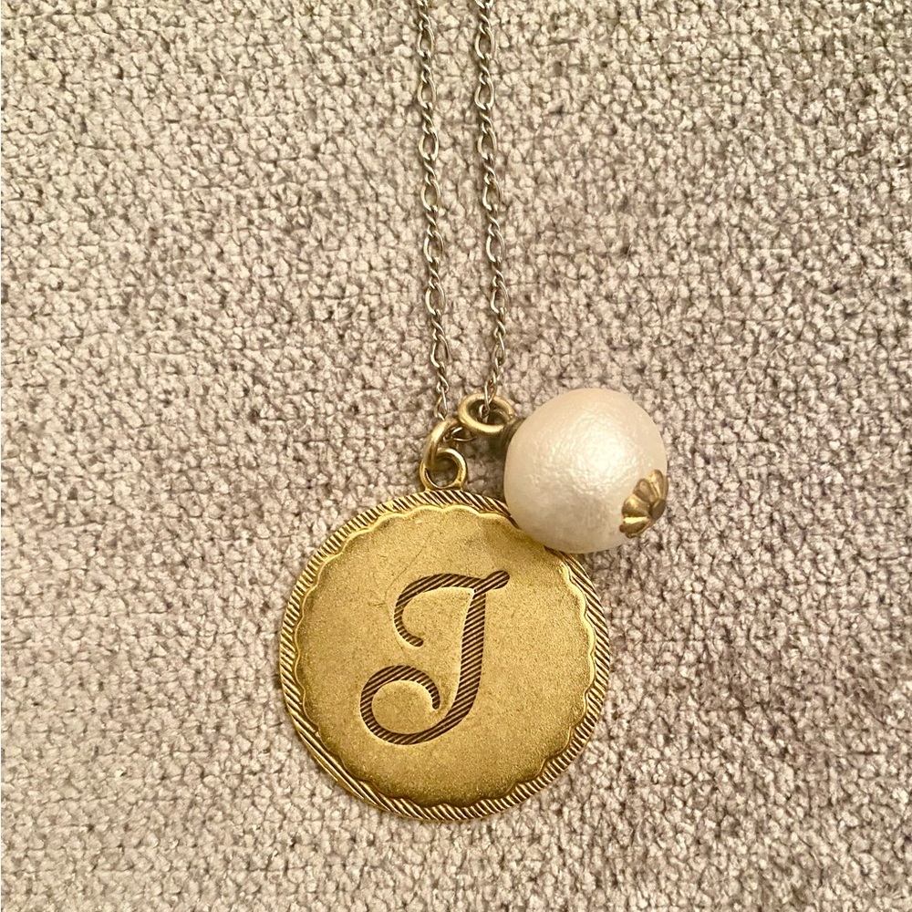 John Wind necklace initial “T” with Cotton Ball Charm